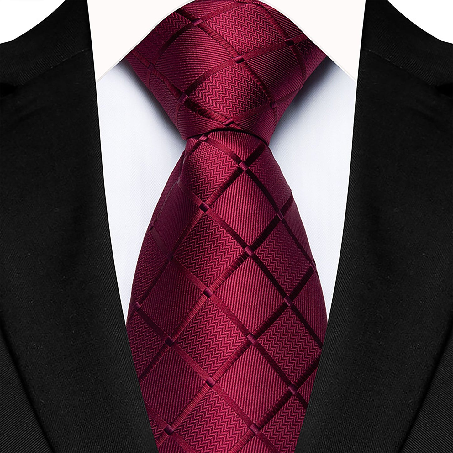 Men's Textured Diamond Pattern Silk Tie Wide Formal Necktie for Business, Weddings & Special Occasions