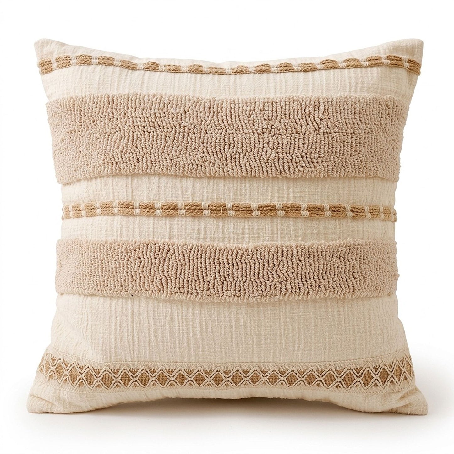 Boho Neutral Textured Accent Throw Pillow Cover