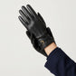 Faux Leather Winter Gloves with Crisscross Wrist Strap and Full Finger Design 9.4 x 3.3in