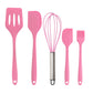 5-Piece Silicone Kitchen Utensil Set with Spatulas, Whisk and Pastry Brush