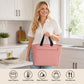 Insulated Tote Lunch Bag with Zipper Pockets and Long Handles