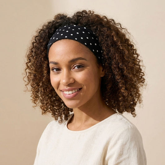 Polka Dot Stretch Headbands 3 Pack Soft Cotton Hair Bands Wide Headwrap for Daily Wear