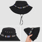 Wide Brim Bucket Hat with Colorful Ribbon Trim Breathable Mesh Lining and Adjustable Chin Strap for Outdoor Use