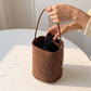 Leopard Print Bucket Shoulder Bag with Chain Charm