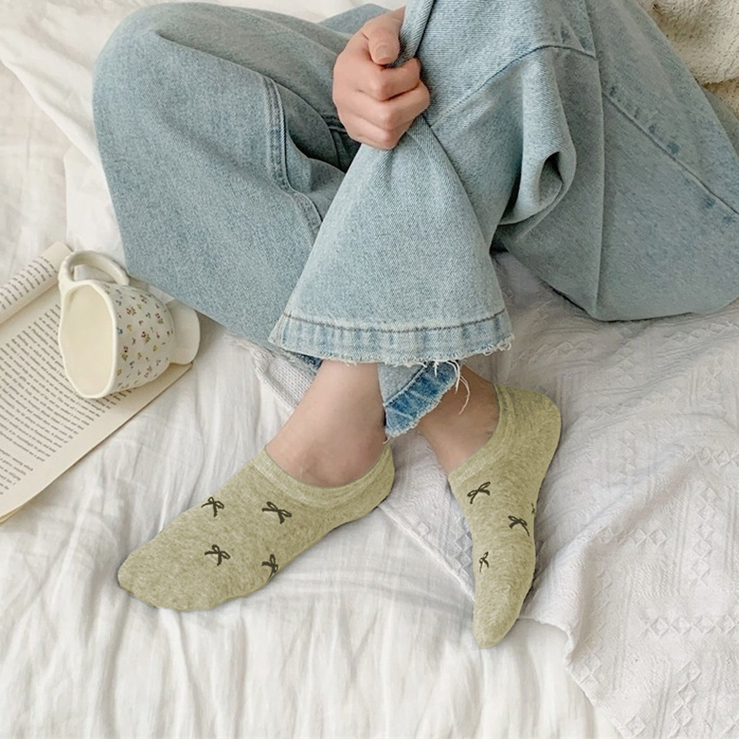 No - Show Liner Socks with Bow Pattern 5Pk