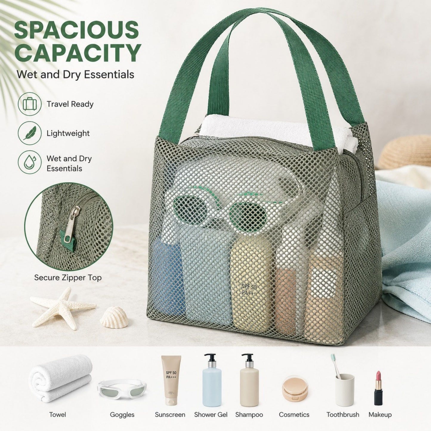 Large Mesh Tote Bag with Comfortable Shoulder Straps