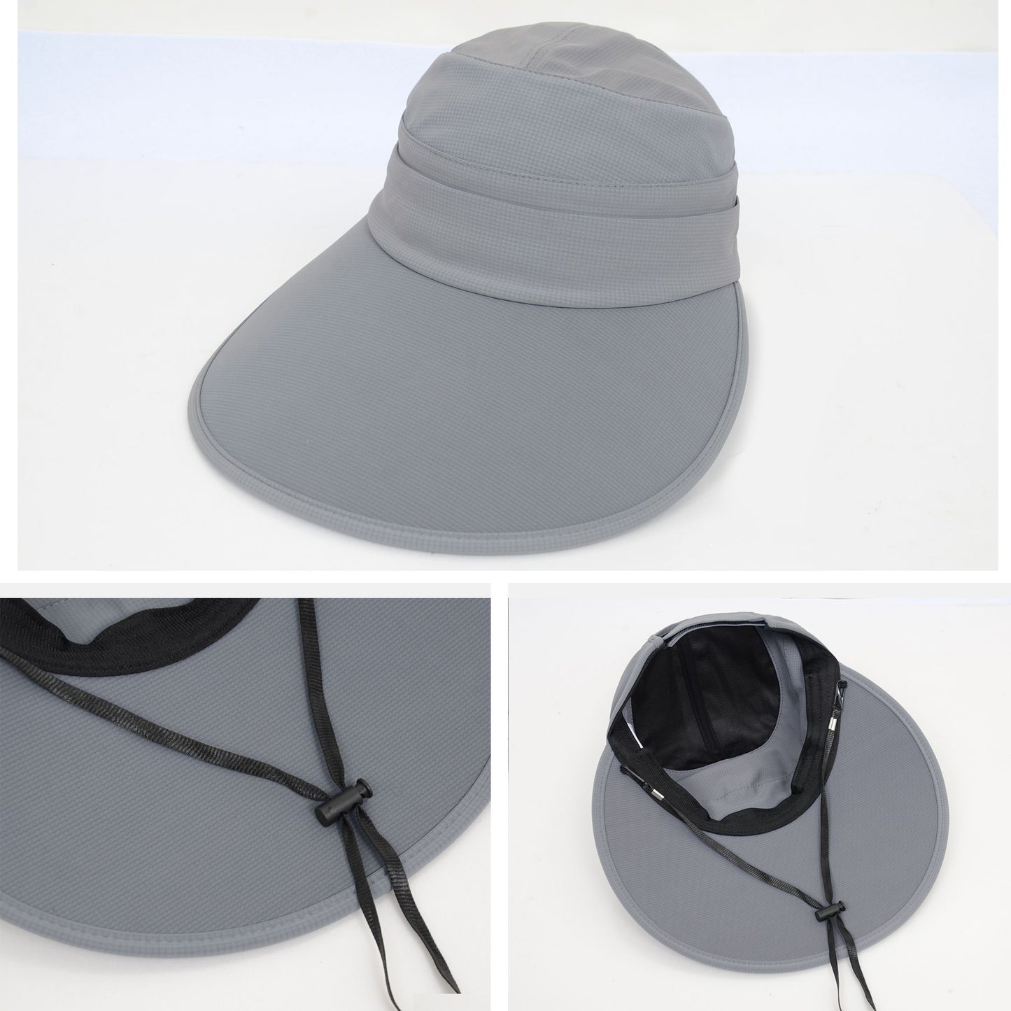 Women's Sporty Wide Brim Sun Visor Hat with Adjustable Back Strap Lightweight UV Protection Cap for Outdoor Activities