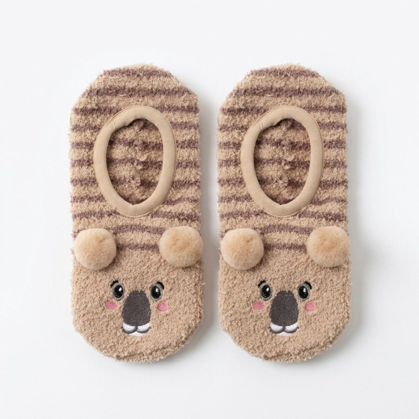 Fuzzy Bear Slipper Socks 2 Pair US 5-10.5