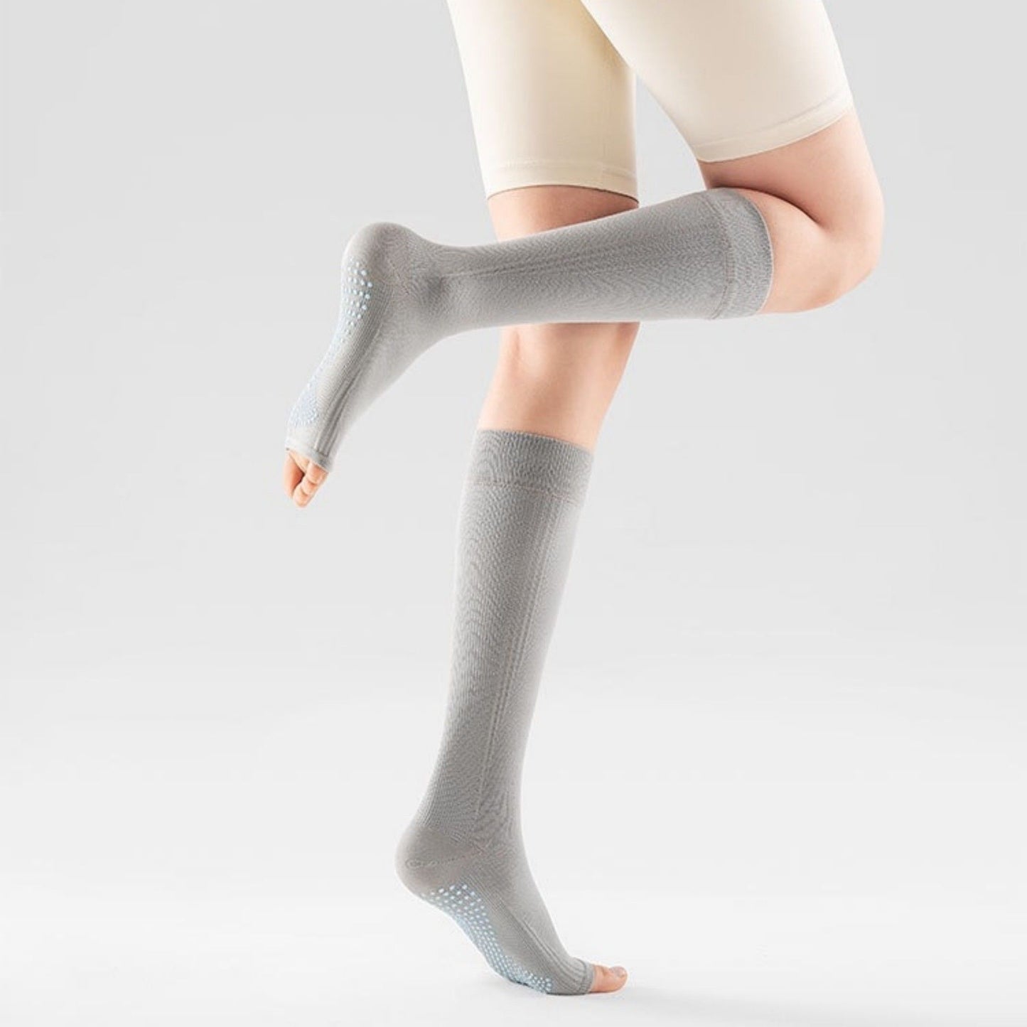 Knee High Grip Socks with Anti-Slip Sole for Barre, Yoga, Dance, and Pilates 2-Pack