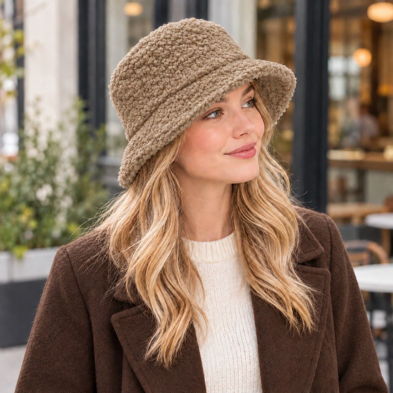 Textured Bucket Hat with Soft Polyester Fabric and Lined Interior