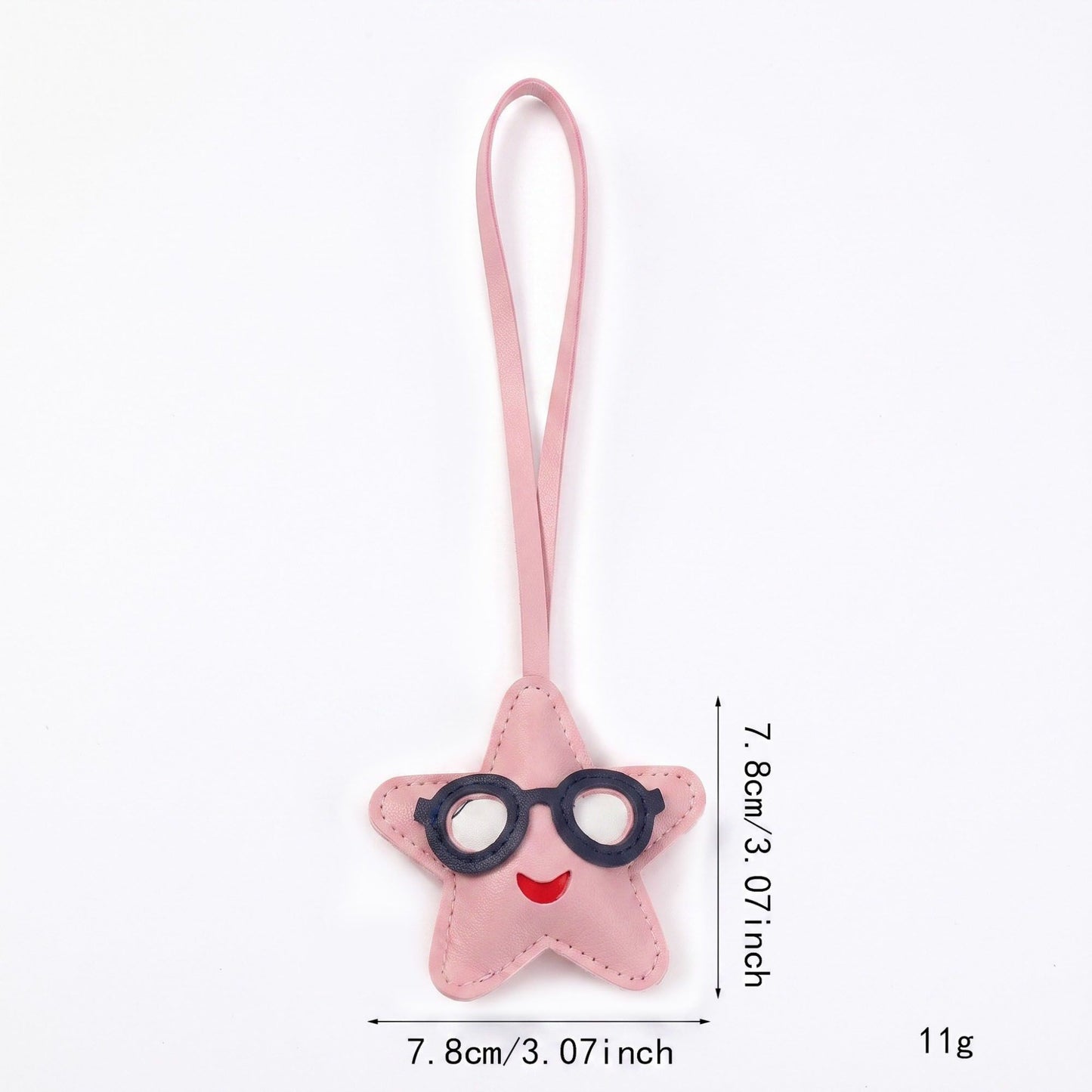 2-Piece Womens Faux Leather Bag Charm with Long Hanging Strap and Layered Detail