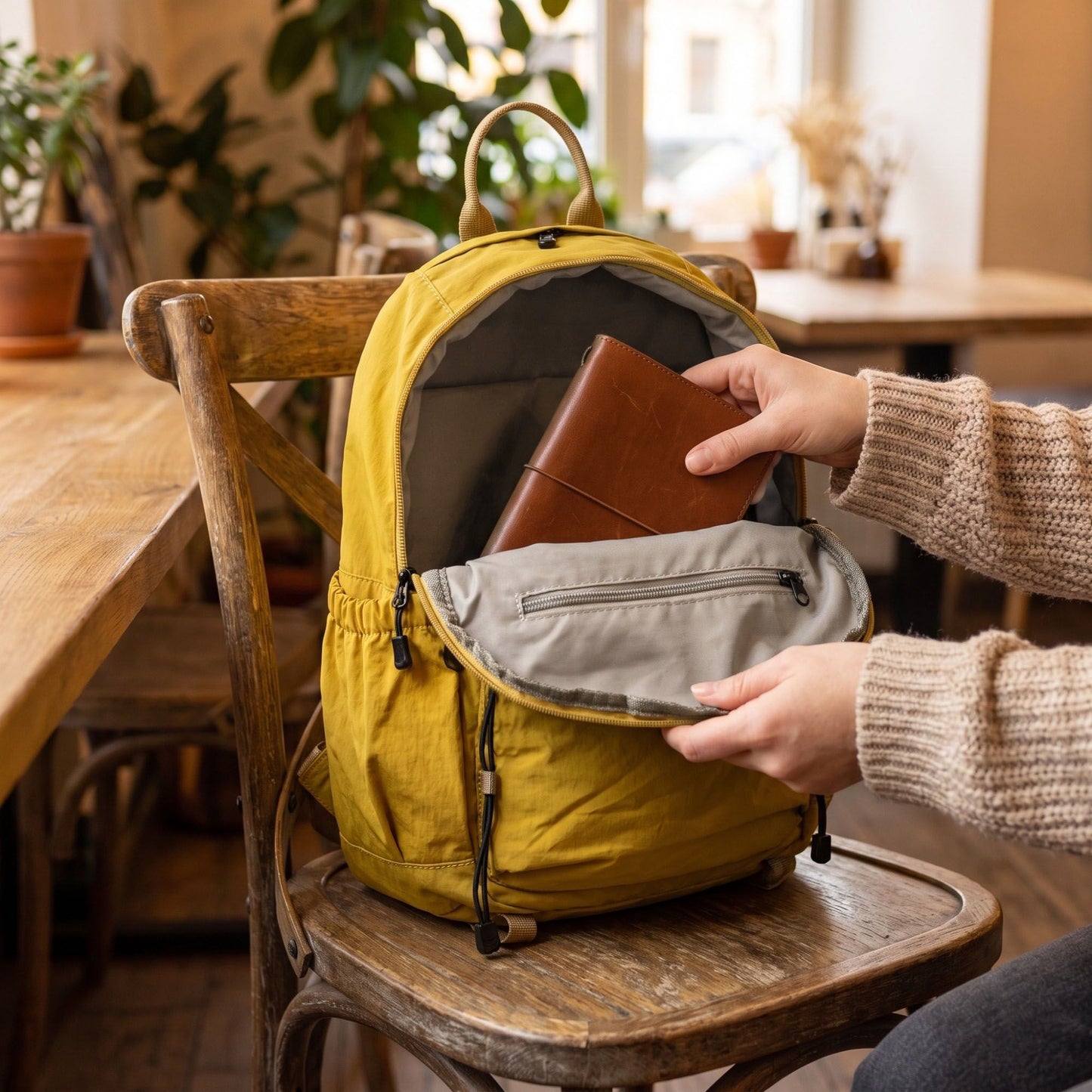 Lightweight Backpack with Multiple Zip Pockets and Side Pockets