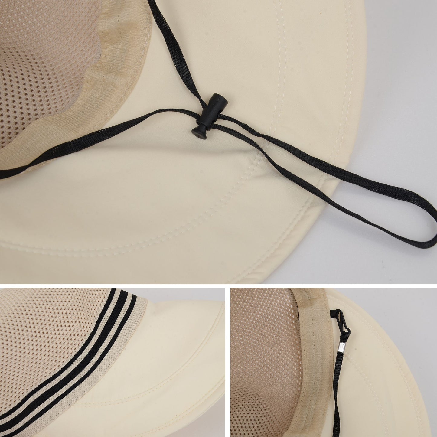 Breathable Mesh Sun Visor Cap with Ponytail Slot Adjustable Strap and Wide Brim for Outdoor Hiking and Summer Travel
