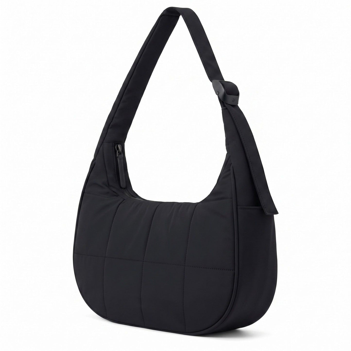 Quilted Hobo Shoulder Bag with Adjustable Strap and Side Pockets 10x4x6.5in