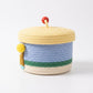 Animal Applique Woven Rope Storage Basket Lid Decorative Organizer Bin