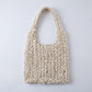 Beaded Shoulder Bag with Macrame Open Weave Double Strap Design