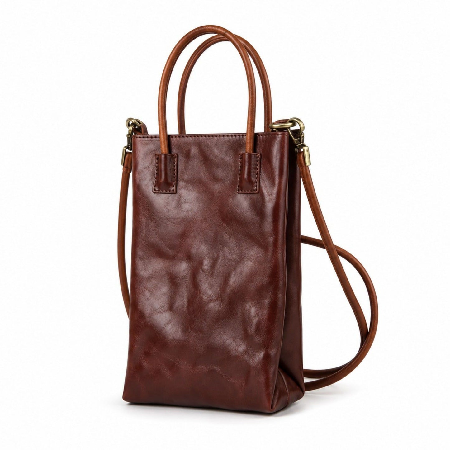 Mini Tote Bag with Top Handles and Adjustable Crossbody Strap