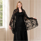 Embroidered Sequin Mesh Shawl Wrap Sheer Floral Scarf Scalloped Edge