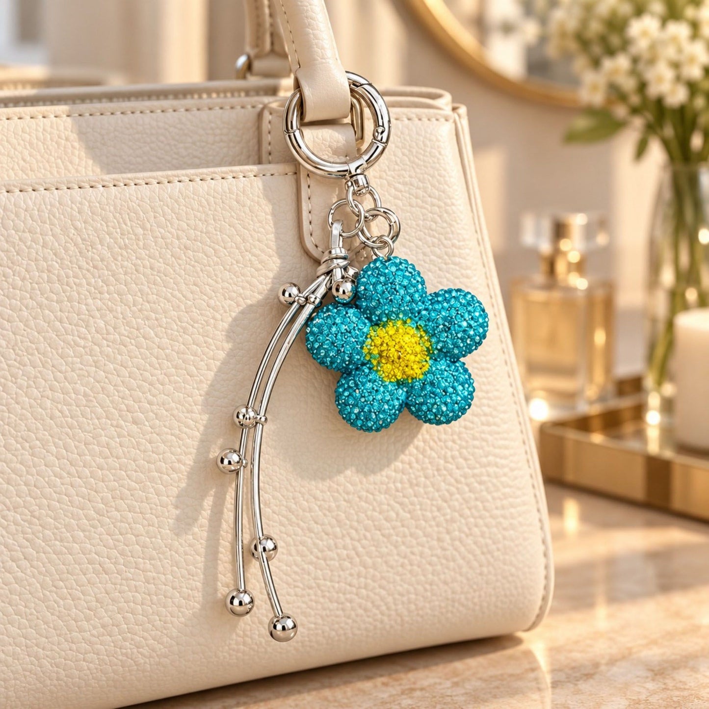 2 Pack Leopard Bag Charm Keychain with Beaded Tassel and Lobster Clasp