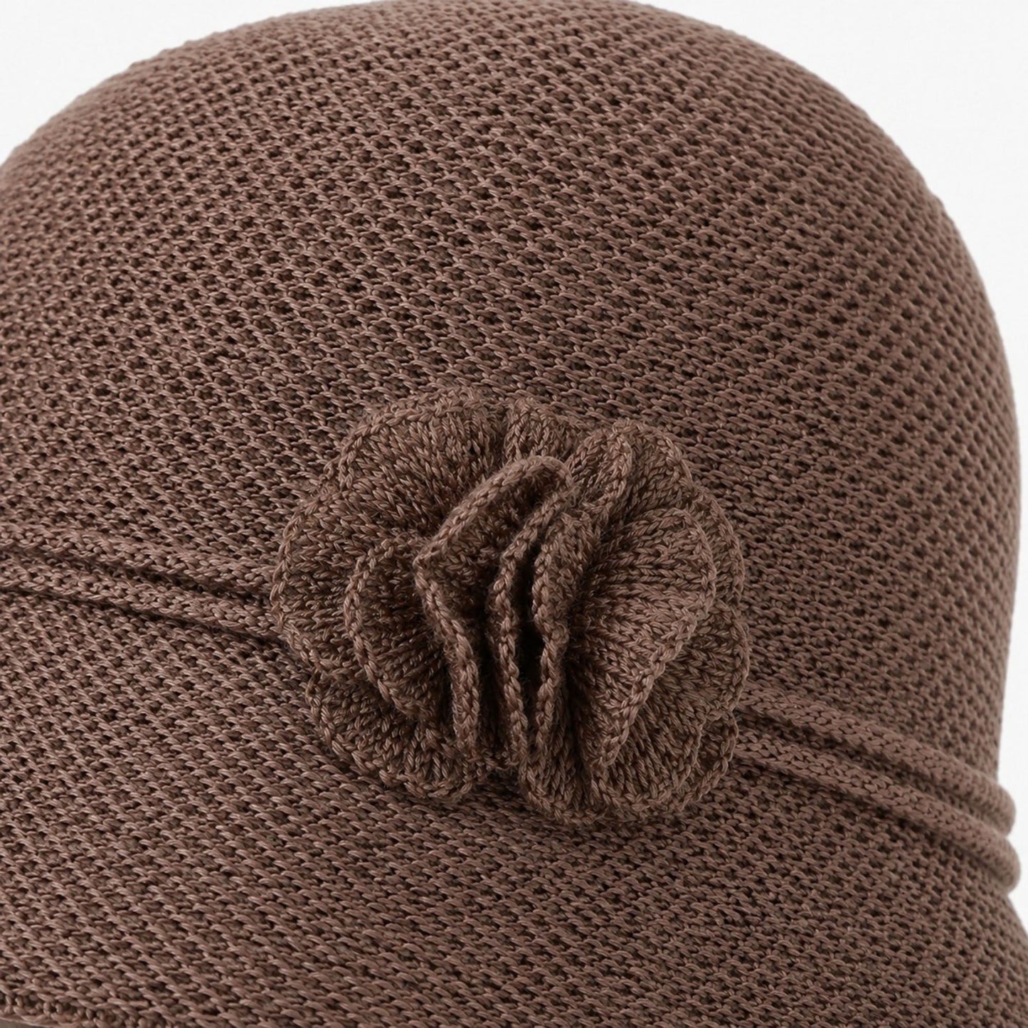 Woven Cloche Sun Hat with Floral Accent and Short Brim