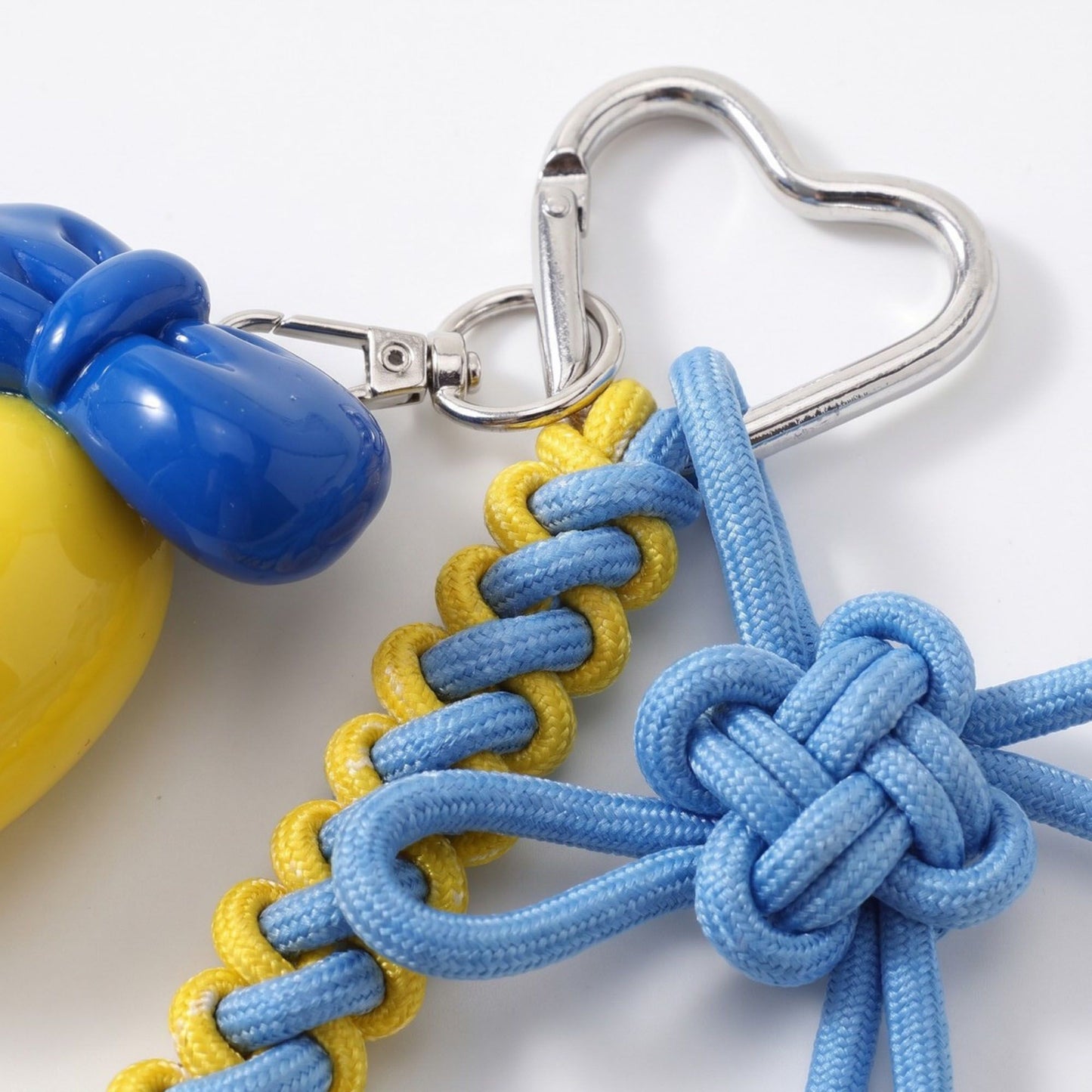 Braided Cord Bag Charm with Bow and Heart Clip