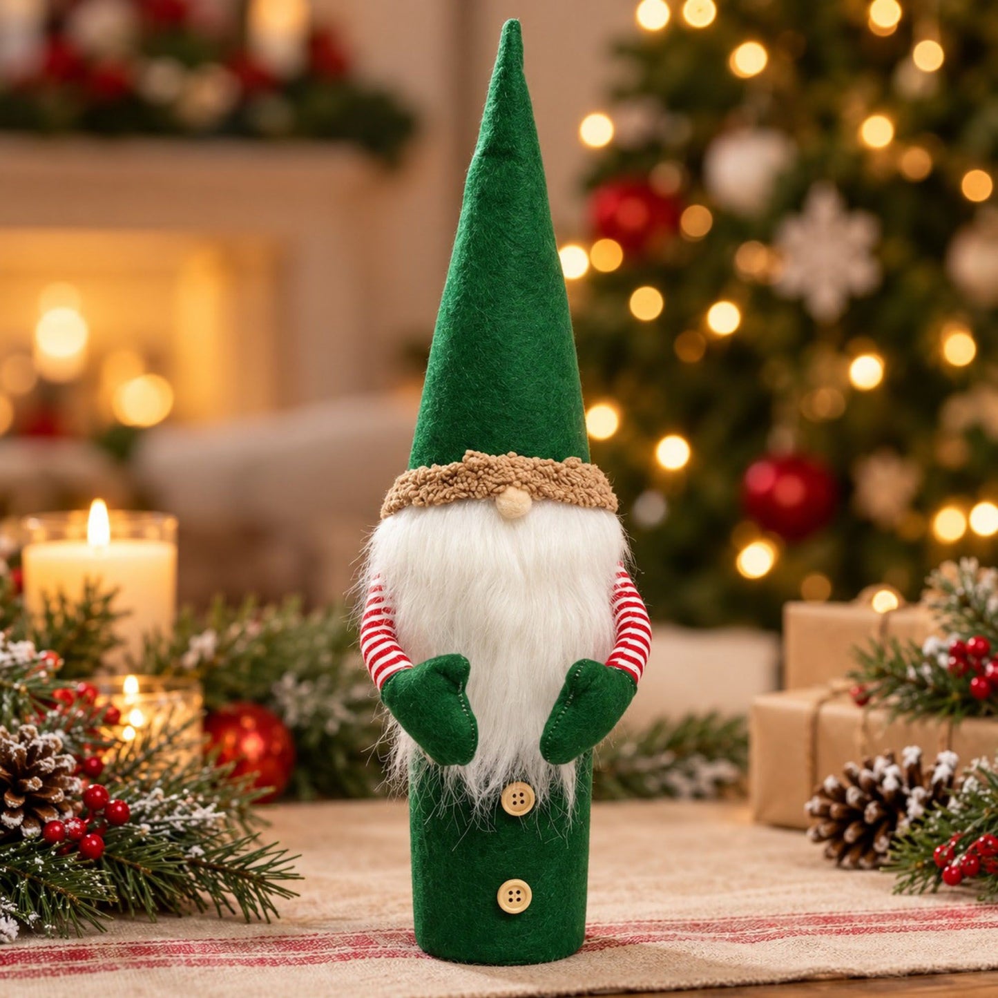 3pk Christmas Gnome Wine Bottle Covers