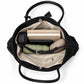 Large Suede Look Tote Bag with Double Handles Magnetic Closure and Interior Zip Pocket