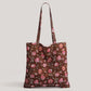Vintage Floral Print Canvas Tote Bag Ruffled Edge Shoulder Bag Cottagecore Casual Everyday Shopper