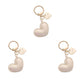 3 Pack Heart Keychains with Love Charm and Gold Tone Ring Clip