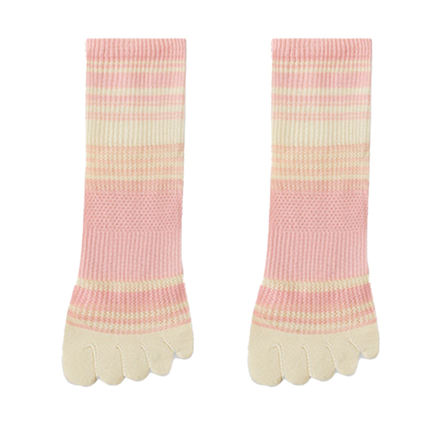 2 Pairs Women's Breathable Five-Toe Socks with Arch Support and Anti-Odor Lycra Stretch for Casual or Active Wear