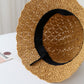 Crochet Straw Sun Hat with Cherry Accents