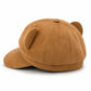 Faux Suede Bear Ear Newsboy Cap Cute Short Brim Baker Boy Hat