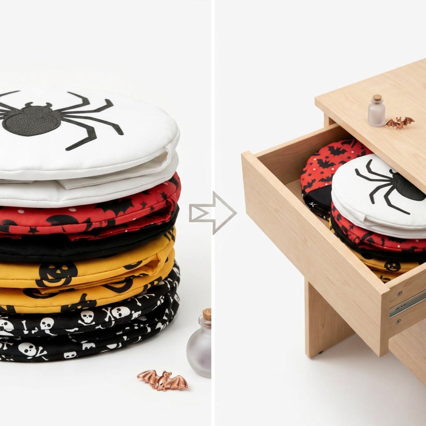 Halloween Trick or Treat Candy Bucket Foldable Goody Basket with Handle