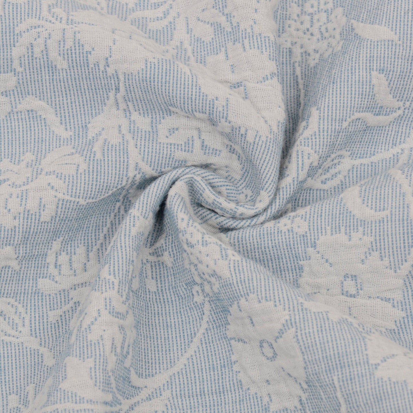 4-Piece Cotton Washed Jacquard Bedding Set with Duvet Cover Flat Sheet and Pillowcases Floral Texture