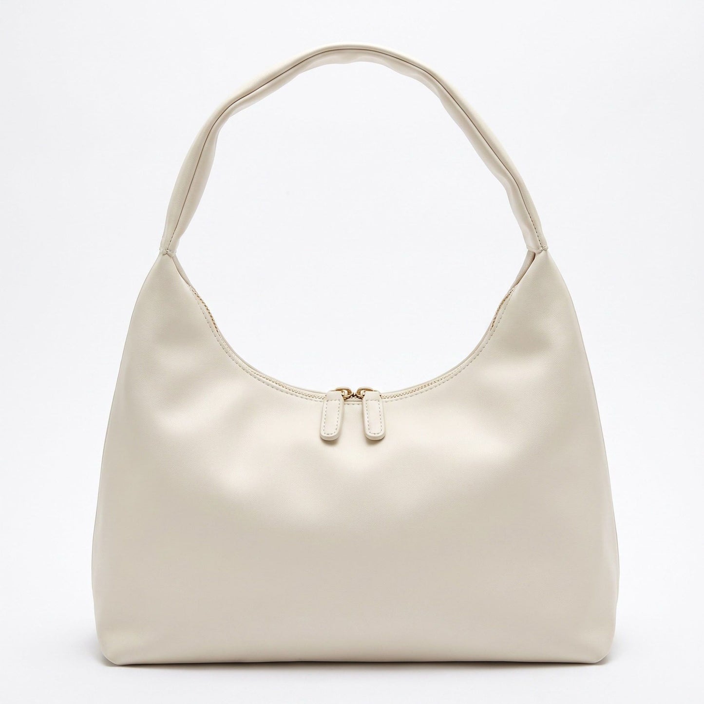 Large Hobo Shoulder Bag with Double Zipper Closure and Long Curved Handle 10.5x11x4.5in