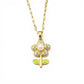 Women's Floral Necklace and Earring Set with Pearl Center and Crystal Petal Details 15.5+2in