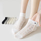 4 Pairs Heart Pattern Breathable Short Crew Socks Soft Stretch Knit Design Multiple Color Options