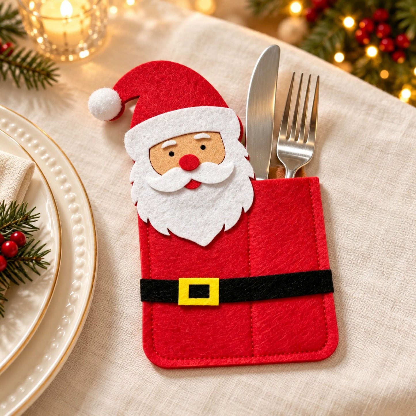 4pk Santa Christmas Silverware Holders