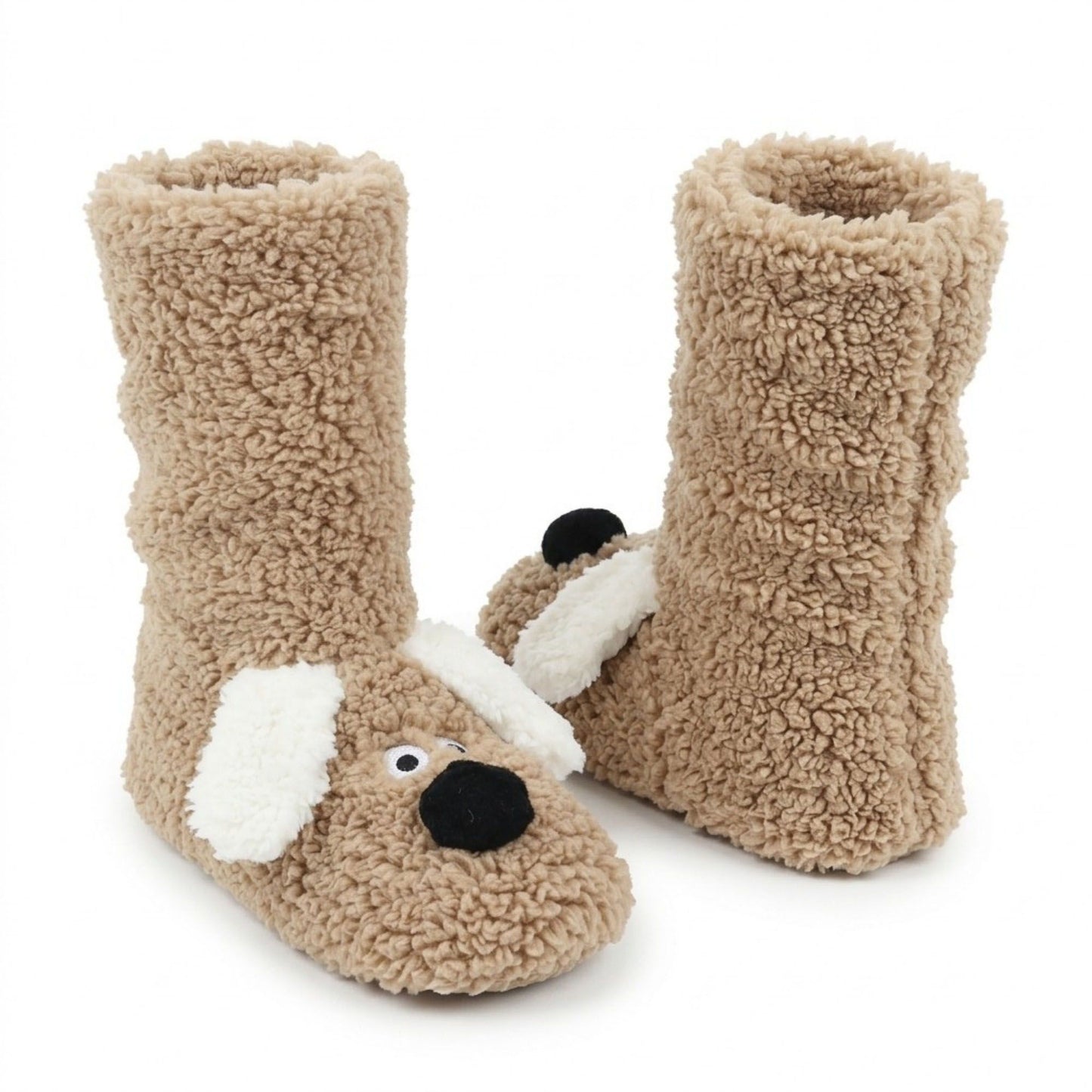 Fuzzy Dog Slipper Socks with 3D Ears US 5-10.5