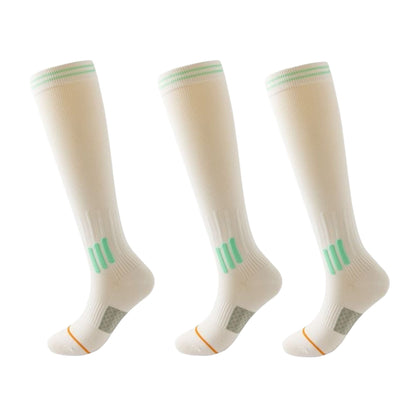 3-Pair Set Knee-High Compression Athletic Socks Breathable Anti-Slip Support Design for Running and Jump Rope