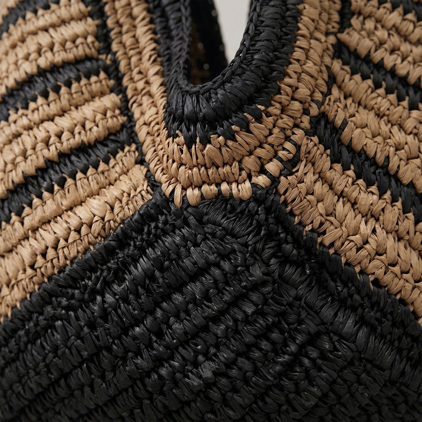 Woven Crochet Hobo Bag with Striped Pattern Slouchy Shoulder Handbag Lightweight Knit Tote