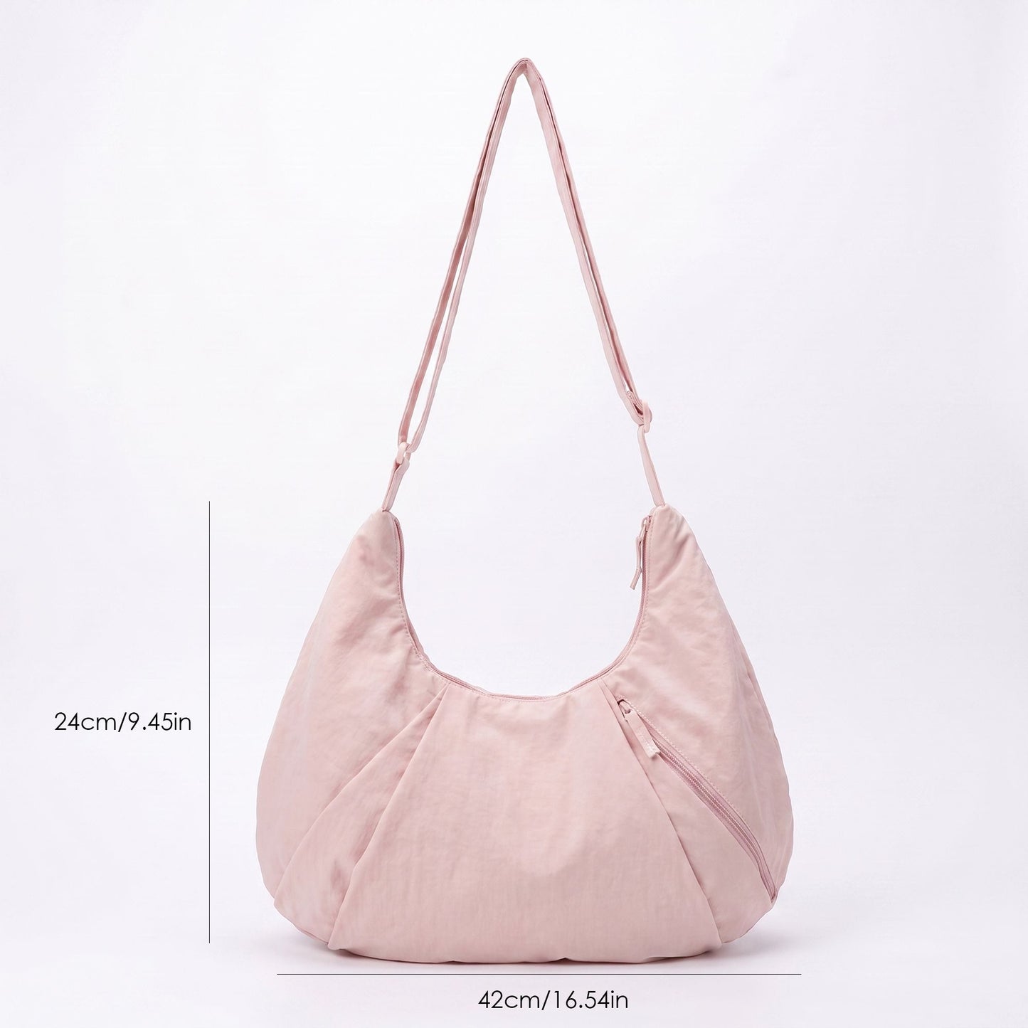 Soft Crescent Hobo Shoulder Bag with Adjustable Strap and Zipper Pockets