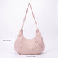 Soft Crescent Hobo Shoulder Bag with Adjustable Strap and Zipper Pockets