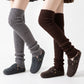 2-Pair Long Ribbed Knit Leg Warmers Set, Slouchy Knee-High Boot Sleeves