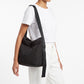 Vertical Seam Padded Hobo Tote Bag with Dual Convertible Straps for Shoulder Crossbody Wear 9.4x8.7x4.7in