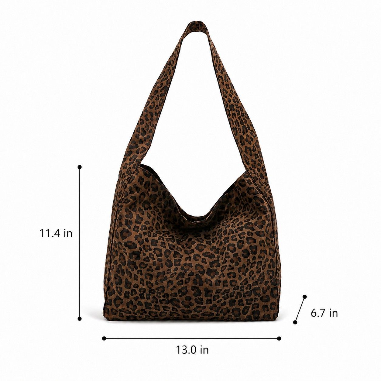 Leopard Print Fabric Tote Bag Soft Shoulder Bag with Magnetic Snap Closure