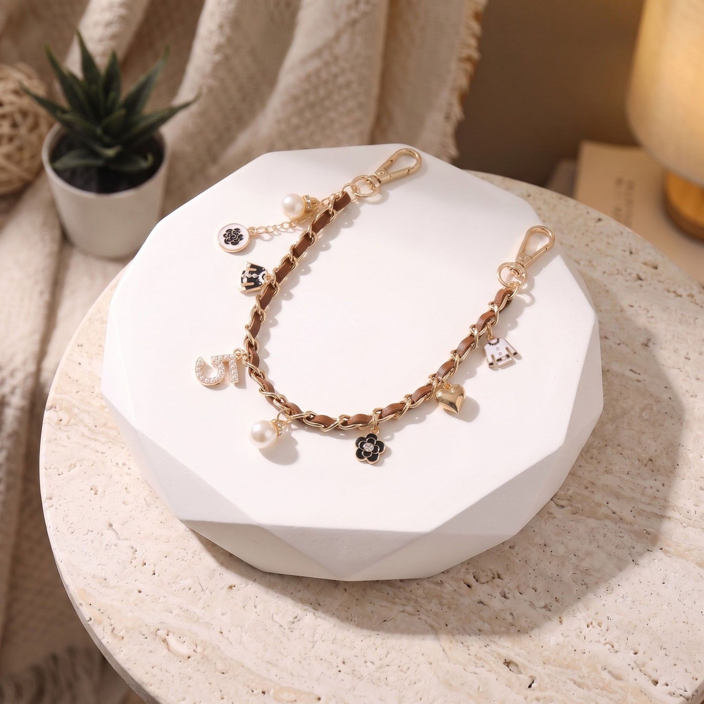 Decorative Chain Bag Strap with Charms and Swivel Clasps