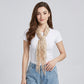 Sheer Sequin Fringe Skinny Scarf with Embroidered Swirl Pattern Neck Tie