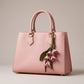 Floral Bag Charm with Tassel Strap and Gold Tone Ring