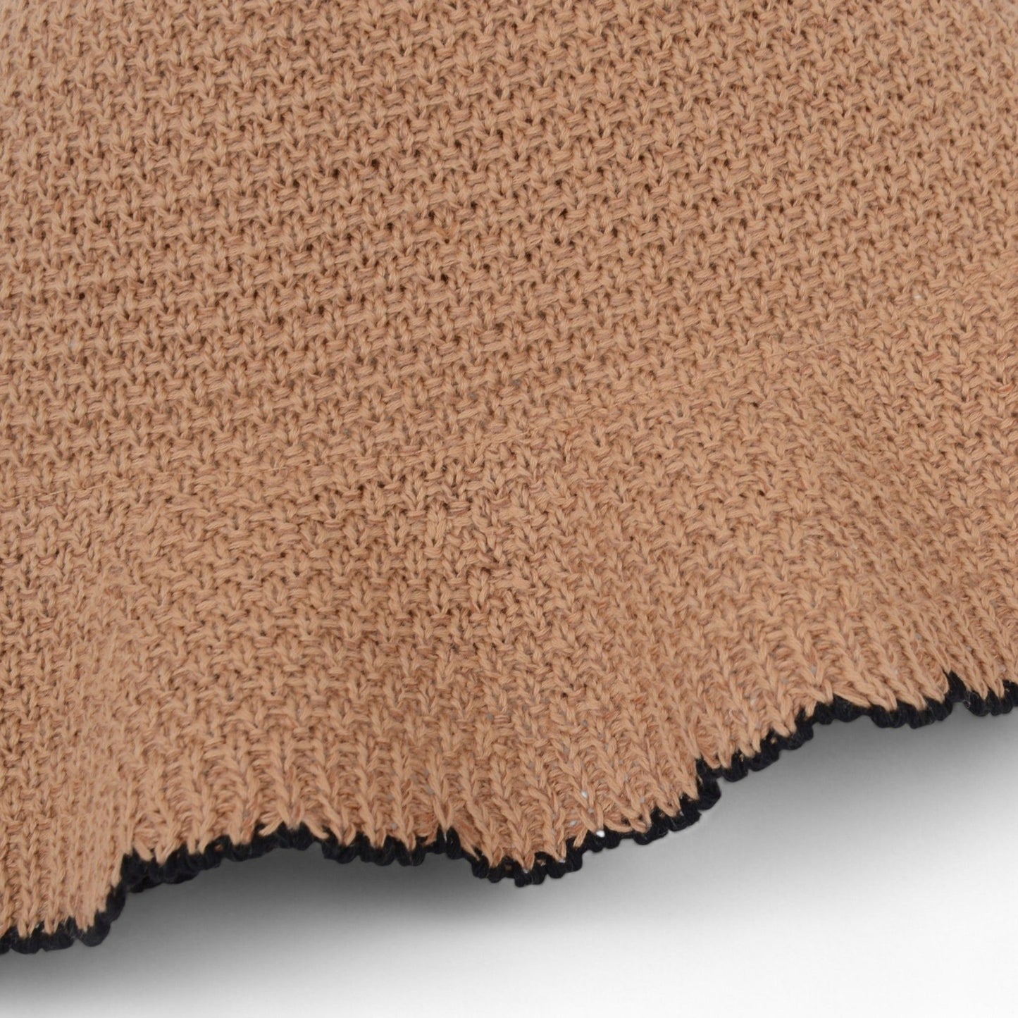 Women's Woven Floppy Bucket Hat with Scalloped Brim Edge Detail